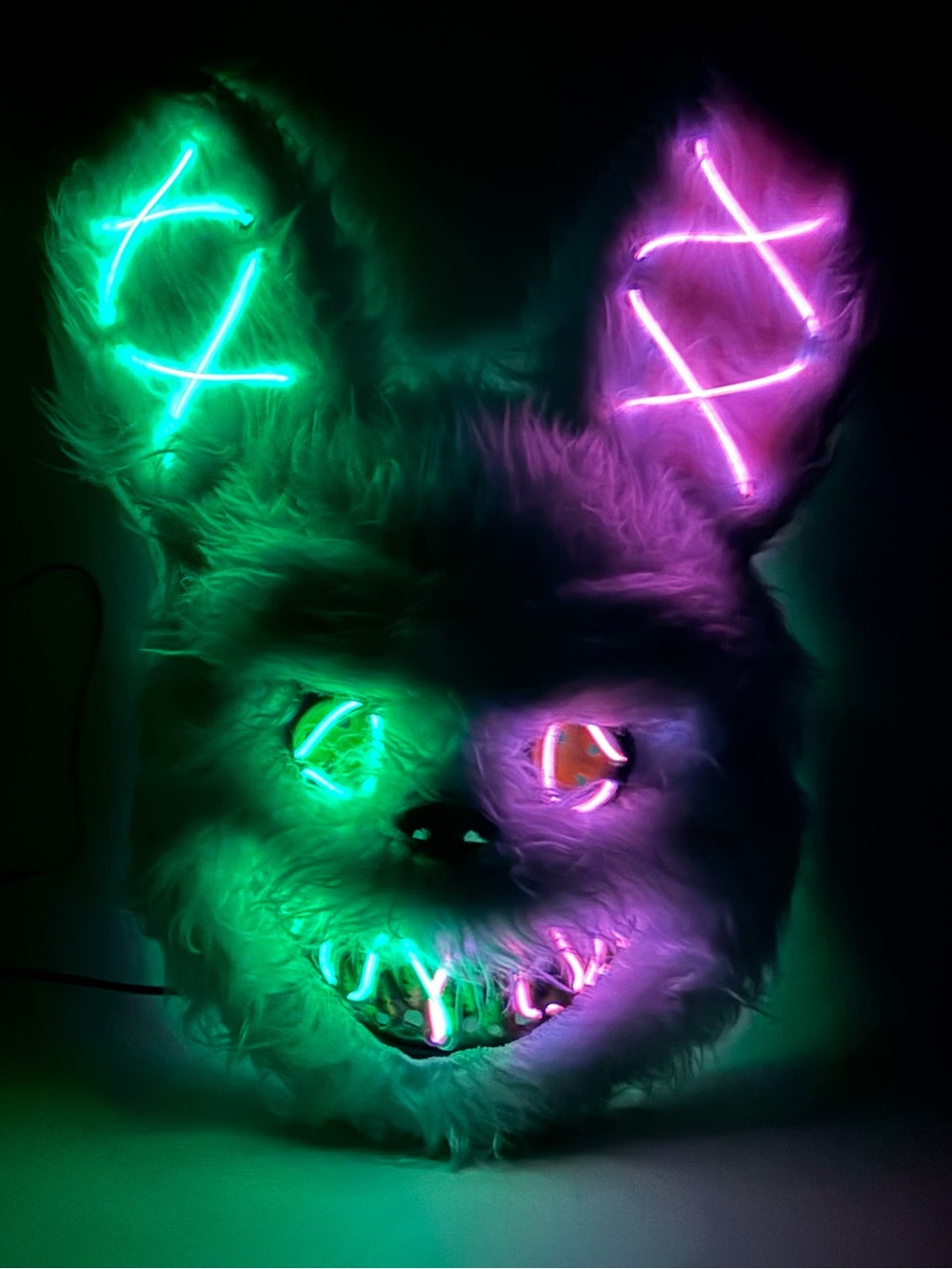 Halloween LED Bunny Animal Face Mask with 4 Light Modes, Battery Powered Costume - Picture 7 of 7